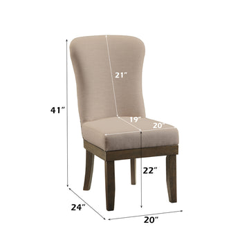 Landon Beige Linen & Salvage Brown Side Chair (Set of 2) - Ornate Home