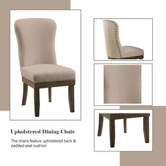 Landon Beige Linen & Salvage Brown Side Chair (Set of 2) - Ornate Home