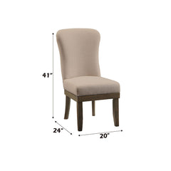 Landon Beige Linen & Salvage Brown Side Chair (Set of 2) - Ornate Home