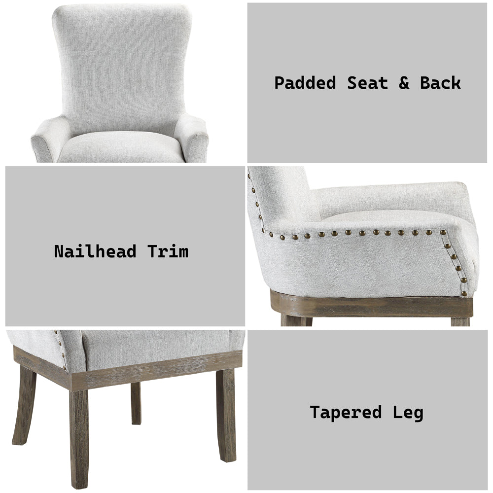 Landon Gray Linen Dining Chair / 1pc - Ornate Home