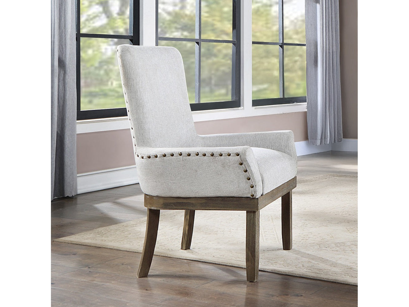 Landon Gray Linen Dining Chair / 1pc - Ornate Home