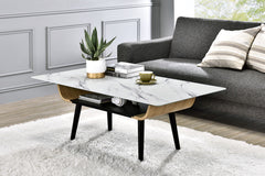 Landon White Marble 47"W Coffee Table - Ornate Home
