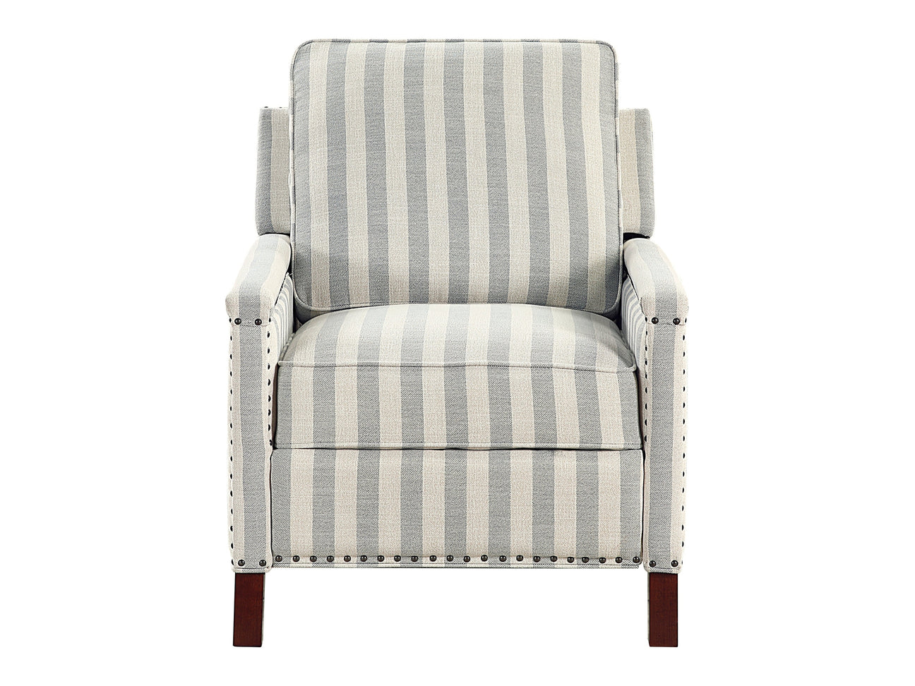 Landrum Beige/Grayish Blue Push Back Reclining Chair - Ornate Home