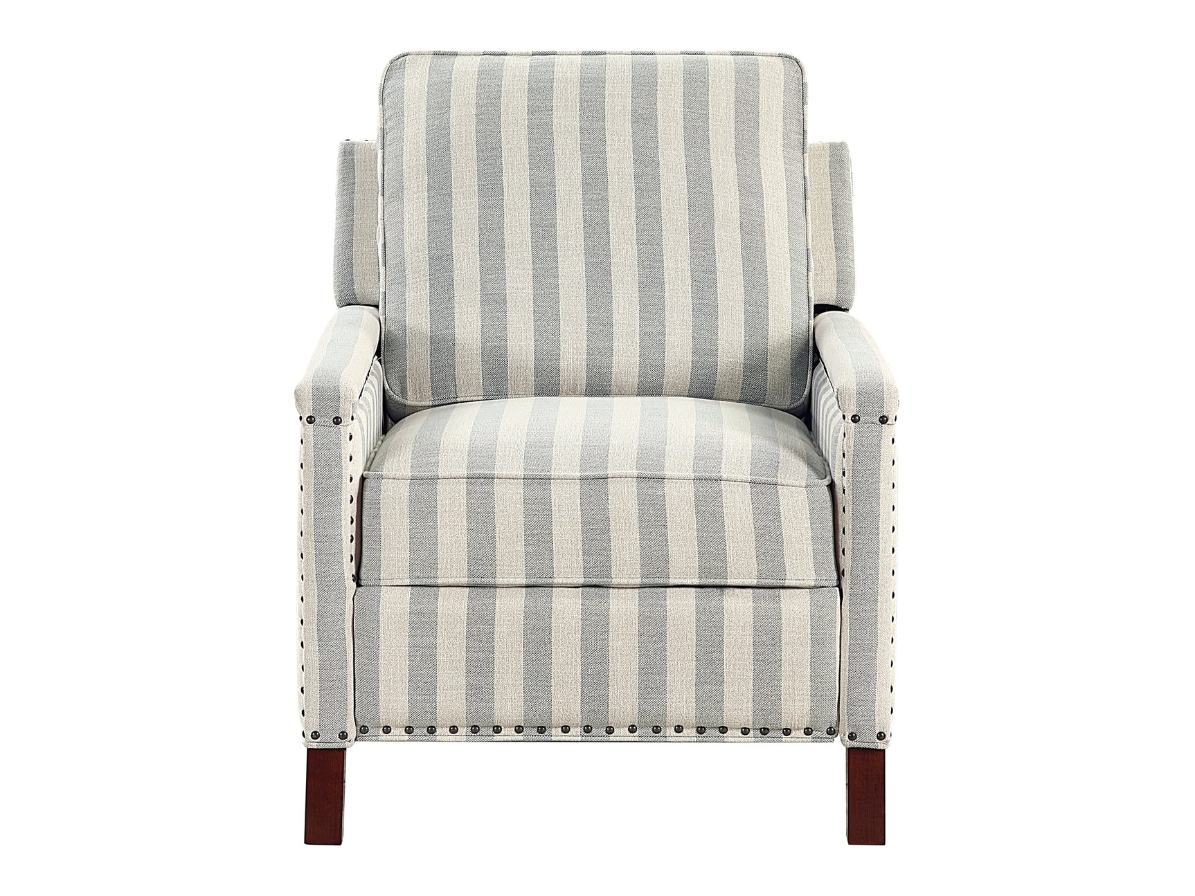 Landrum Beige/Grayish Blue Push Back Reclining Chair - Ornate Home