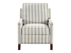 Landrum Beige/Grayish Blue Push Back Reclining Chair - Ornate Home