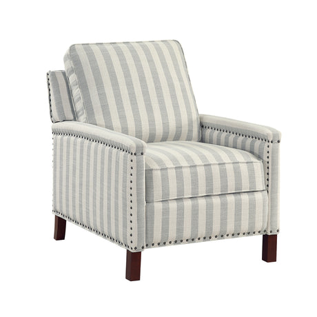 Landrum Beige/Grayish Blue Push Back Reclining Chair - Ornate Home