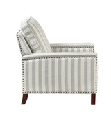 Landrum Beige/Grayish Blue Push Back Reclining Chair - Ornate Home