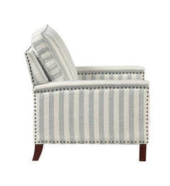 Landrum Beige/Grayish Blue Push Back Reclining Chair - Ornate Home