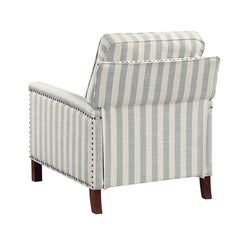 Landrum Beige/Grayish Blue Push Back Reclining Chair - Ornate Home