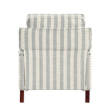 Landrum Beige/Grayish Blue Push Back Reclining Chair - Ornate Home