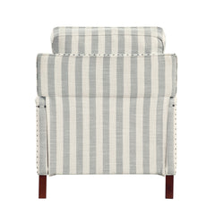 Landrum Beige/Grayish Blue Push Back Reclining Chair - Ornate Home