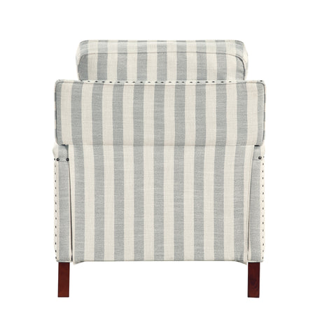 Landrum Beige/Grayish Blue Push Back Reclining Chair - Ornate Home