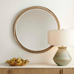 Landry Woodtone Round Light Wood Mirror - Ornate Home