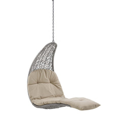 Landscape Light Gray/Beige Hanging Chaise Lounge Outdoor Patio Swing Chair - 67x30.5" - Ornate Home