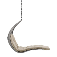 Landscape Light Gray/Beige Hanging Chaise Lounge Outdoor Patio Swing Chair - 67x30.5" - Ornate Home