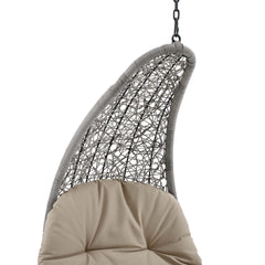 Landscape Light Gray/Beige Hanging Chaise Lounge Outdoor Patio Swing Chair - 67x30.5" - Ornate Home