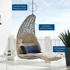 Landscape Light Gray/Beige Hanging Chaise Lounge Outdoor Patio Swing Chair - 67x30.5" - Ornate Home