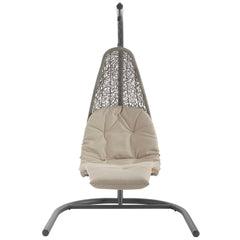 Landscape Light Gray/Beige Hanging Chaise Lounge Outdoor Patio Swing Chair - 67x51" - Ornate Home