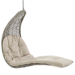 Landscape Light Gray/Beige Hanging Chaise Lounge Outdoor Patio Swing Chair - 67x51" - Ornate Home