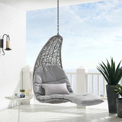 Landscape Light Gray/Gray Hanging Chaise Lounge Outdoor Patio Swing Chair - 67x30.5" - Ornate Home