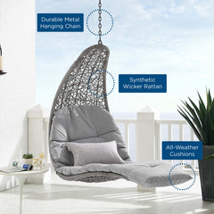 Landscape Light Gray/Gray Hanging Chaise Lounge Outdoor Patio Swing Chair - 67x30.5" - Ornate Home