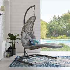 Landscape Light Gray/Gray Hanging Chaise Lounge Outdoor Patio Swing Chair - 67x51" - Ornate Home