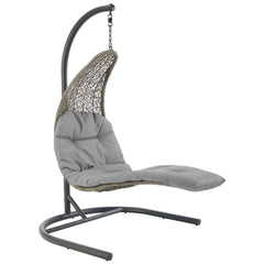Landscape Light Gray/Gray Hanging Chaise Lounge Outdoor Patio Swing Chair - 67x51" - Ornate Home