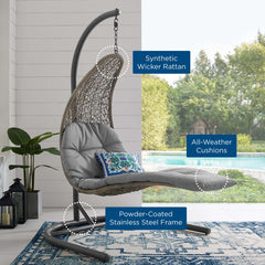 Landscape Light Gray/Gray Hanging Chaise Lounge Outdoor Patio Swing Chair - 67x51" - Ornate Home