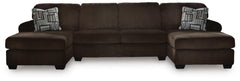 Landsings Chocolate 3-Piece Sectional with Double Chaise - Ornate Home