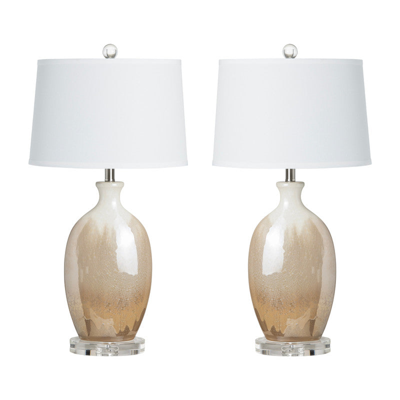 Lane Amber/Cream Table Lamp (Set of 2) - Ornate Home