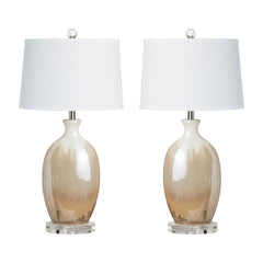 Lane Amber/Cream Table Lamp (Set of 2) - Ornate Home