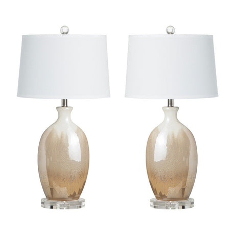 Lane Amber/Cream Table Lamp (Set of 2) - Ornate Home