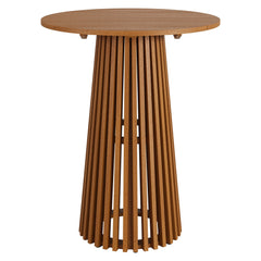 Lane Natural 31 Inch Round Outdoor Patio Teak Wood Bar Table - Ornate Home