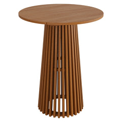 Lane Natural 31 Inch Round Outdoor Patio Teak Wood Bar Table - Ornate Home