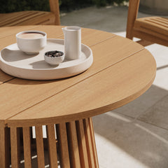 Lane Natural 31 Inch Round Outdoor Patio Teak Wood Coffee Table - Ornate Home