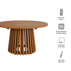 Lane Natural 31 Inch Round Outdoor Patio Teak Wood Coffee Table - Ornate Home