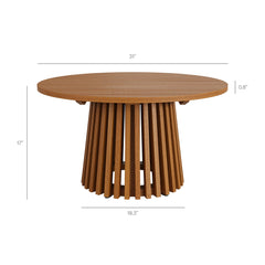 Lane Natural 31 Inch Round Outdoor Patio Teak Wood Coffee Table - Ornate Home