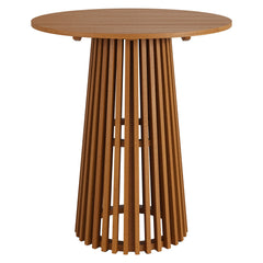 Lane Natural 35 Inch Round Outdoor Patio Teak Wood Bar Table - Ornate Home