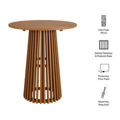 Lane Natural 35 Inch Round Outdoor Patio Teak Wood Bar Table - Ornate Home