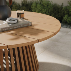 Lane Natural 39 Inch Round Outdoor Patio Teak Wood Coffee Table - Ornate Home