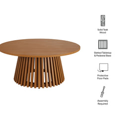 Lane Natural 39 Inch Round Outdoor Patio Teak Wood Coffee Table - Ornate Home