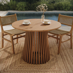 Lane Natural 39 Inch Round Outdoor Patio Teak Wood Dining Table - Ornate Home