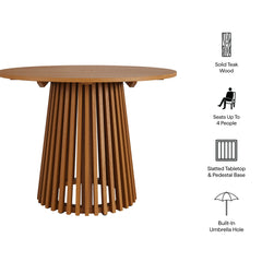 Lane Natural 39 Inch Round Outdoor Patio Teak Wood Dining Table - Ornate Home