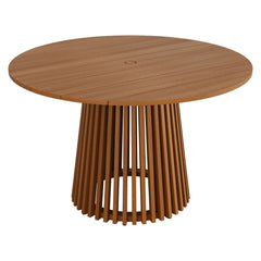 Lane Natural 47 Inch Round Outdoor Patio Teak Wood Dining Table - Ornate Home