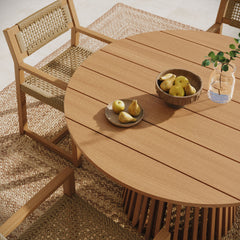 Lane Natural 47 Inch Round Outdoor Patio Teak Wood Dining Table - Ornate Home