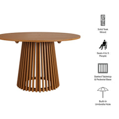 Lane Natural 47 Inch Round Outdoor Patio Teak Wood Dining Table - Ornate Home