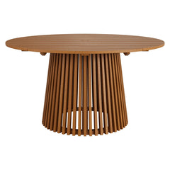 Lane Natural 55 Inch Round Outdoor Patio Teak Wood Dining Table - Ornate Home