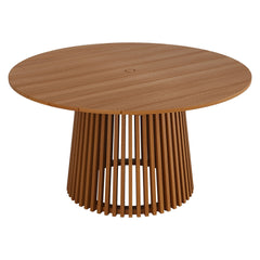 Lane Natural 55 Inch Round Outdoor Patio Teak Wood Dining Table - Ornate Home