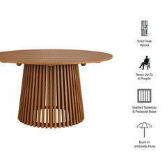 Lane Natural 55 Inch Round Outdoor Patio Teak Wood Dining Table - Ornate Home