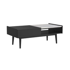 Lanette Black Coffee Table with White Marble and Lift-Top - Ornate Home
